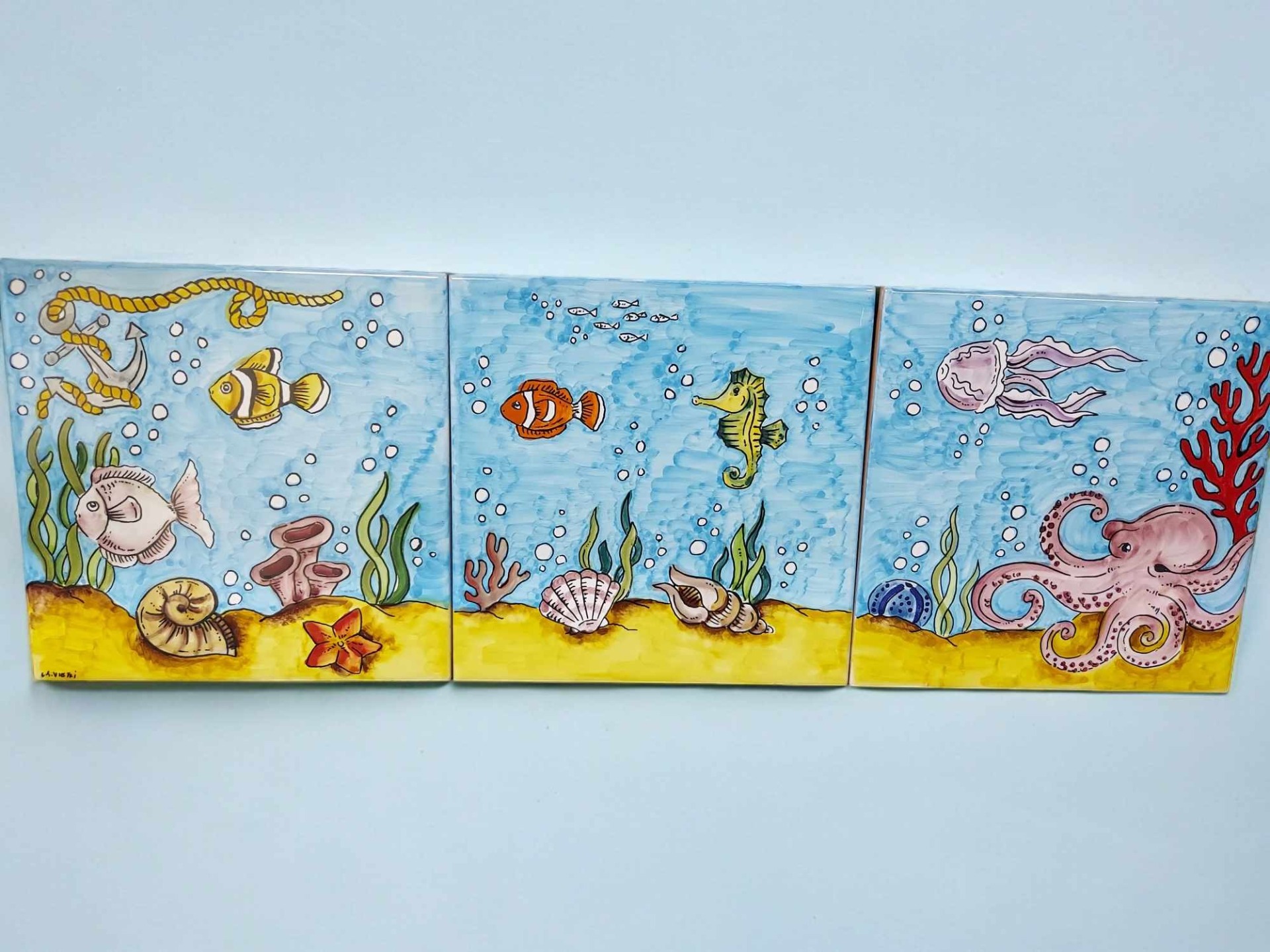 dipinto piastrelle ceramica stile costiera amalfitana 