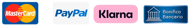Metodi di pagamento disponibili: PayPal, Bonifico Bancario e Klarna a rate tramite Stripe